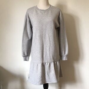 Casual Grey Sweatshirt Dress with Ruffle Hem